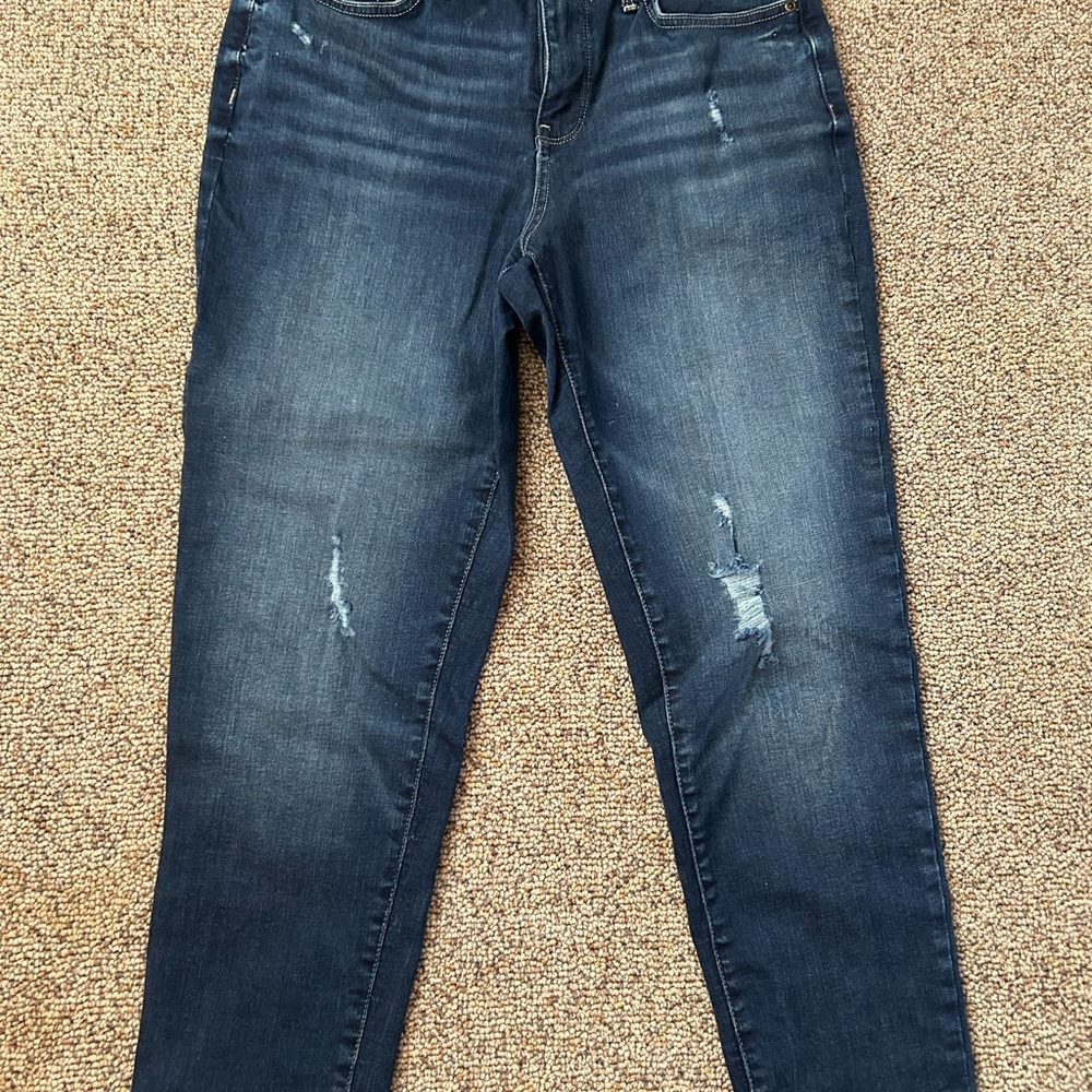 NYDJ Dark Wash Cropped distressed Skinny Jeans Size 6